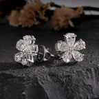 Pear Diamond Flower Cluster pear Stud Earrings in White Gold