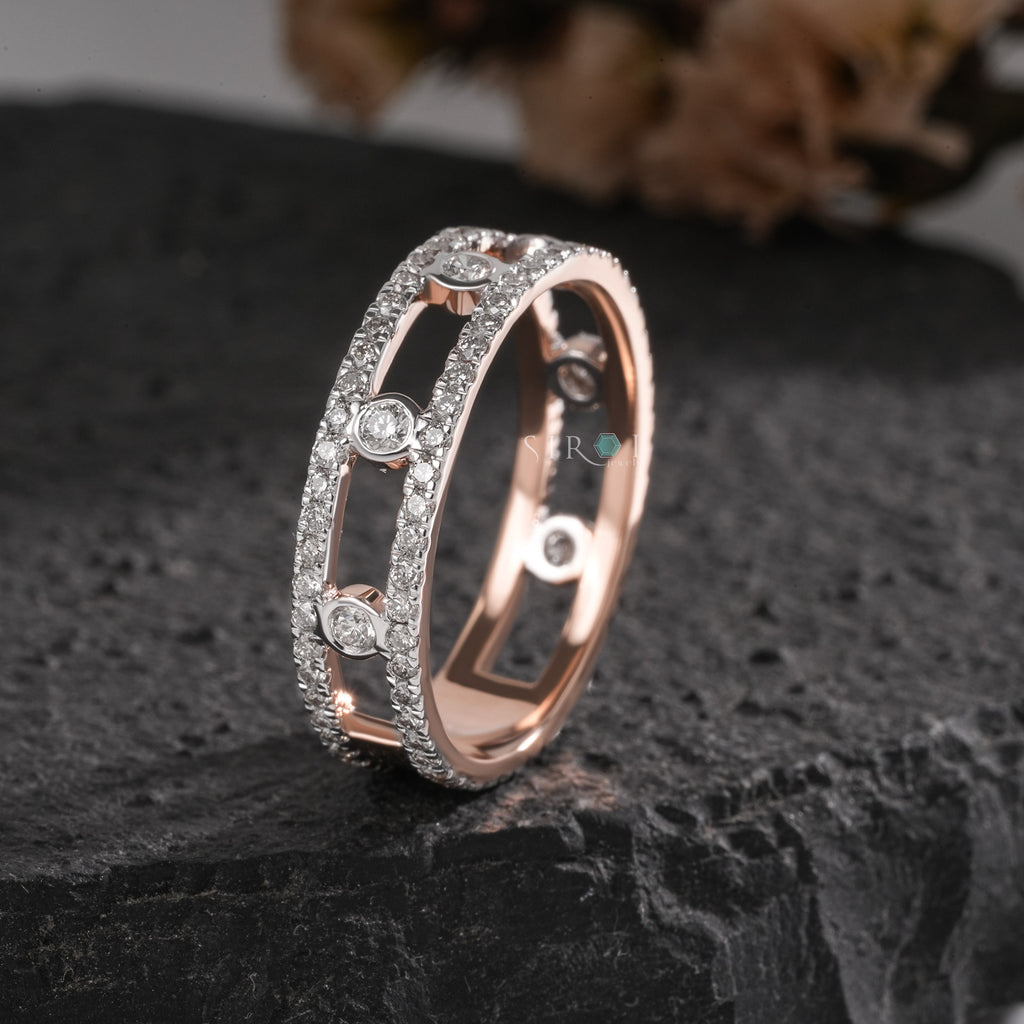 Caged Sparkle Diamond Stacking Ring