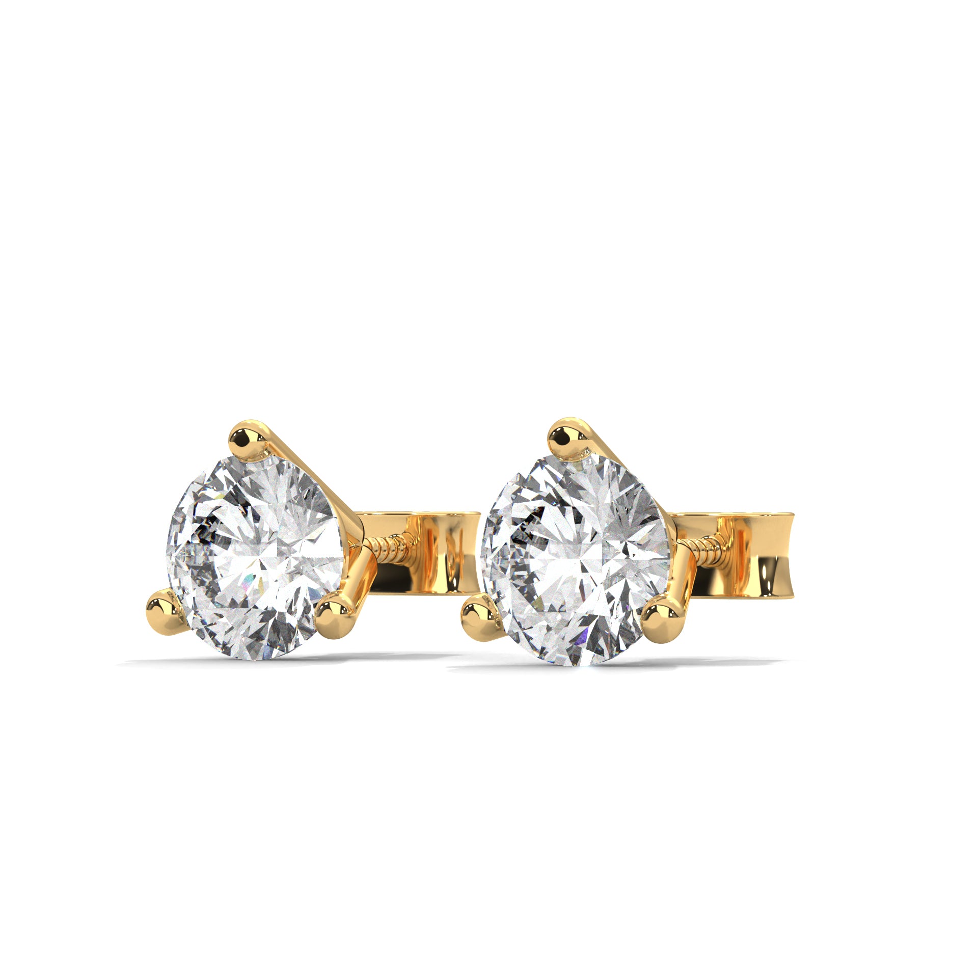 2.00 CT Round Diamond Stud Earrings in 14K Gold