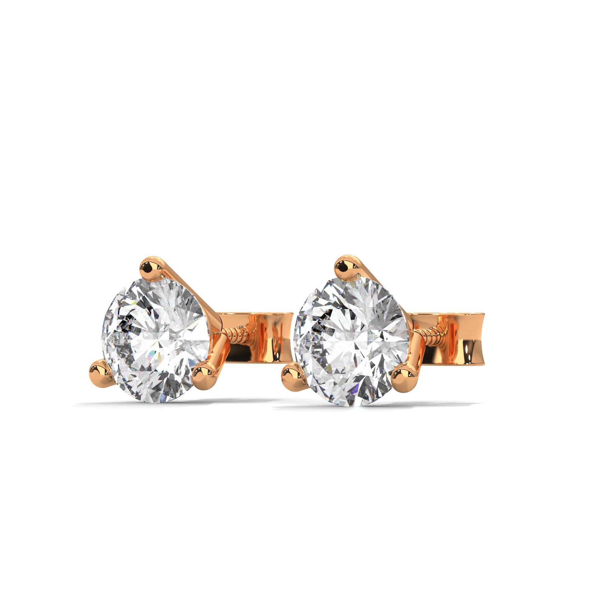 2.00 CT Round Diamond Stud Earrings in 14K Gold