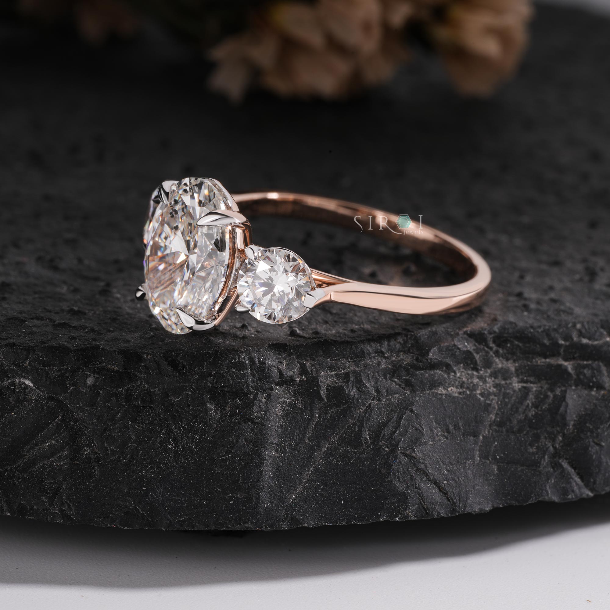 The Seraphina Oval & Round Three-Stone Ring