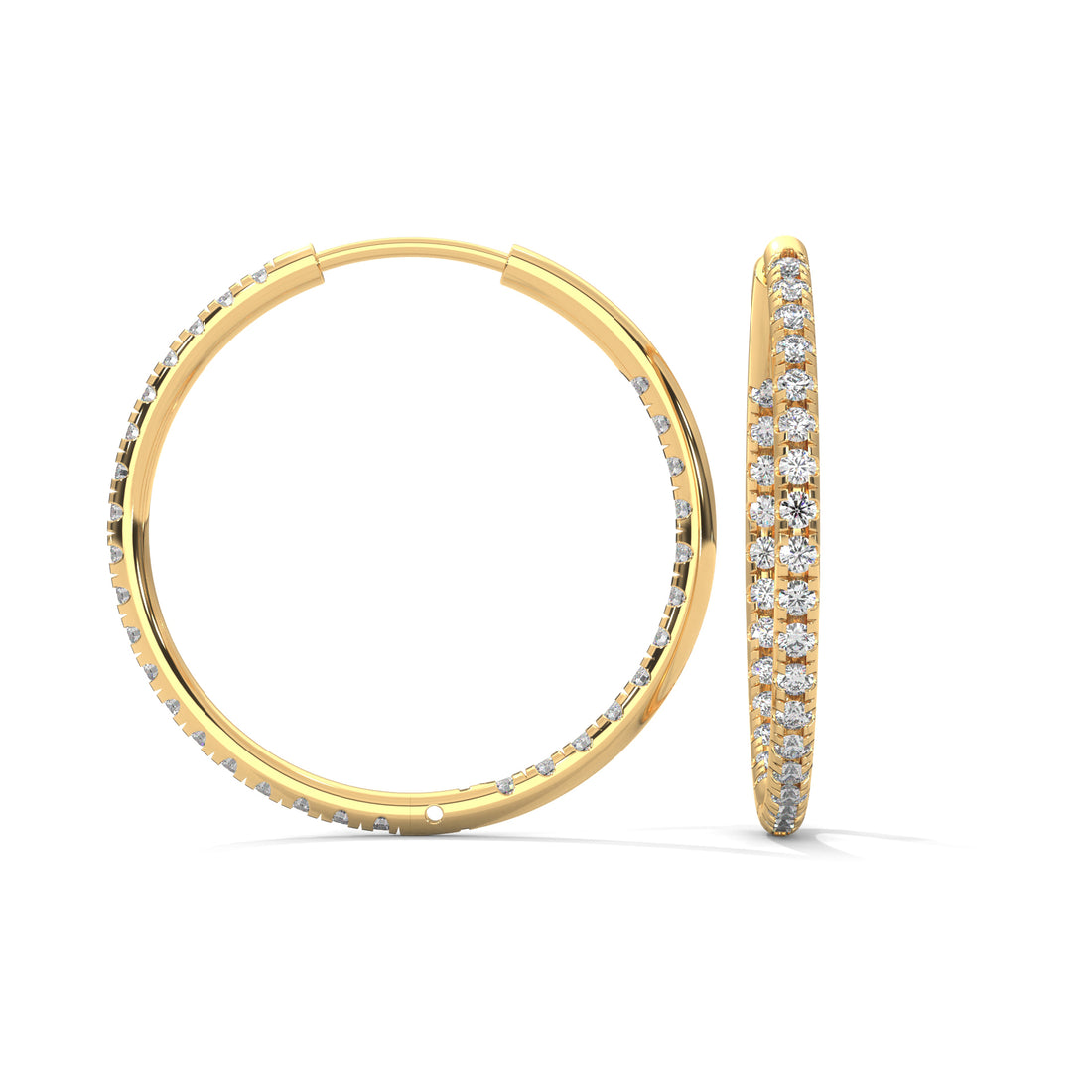 Round Cut Lab Grown Diamond Hoops, Anniversary Gift, Birthday Gift for Her