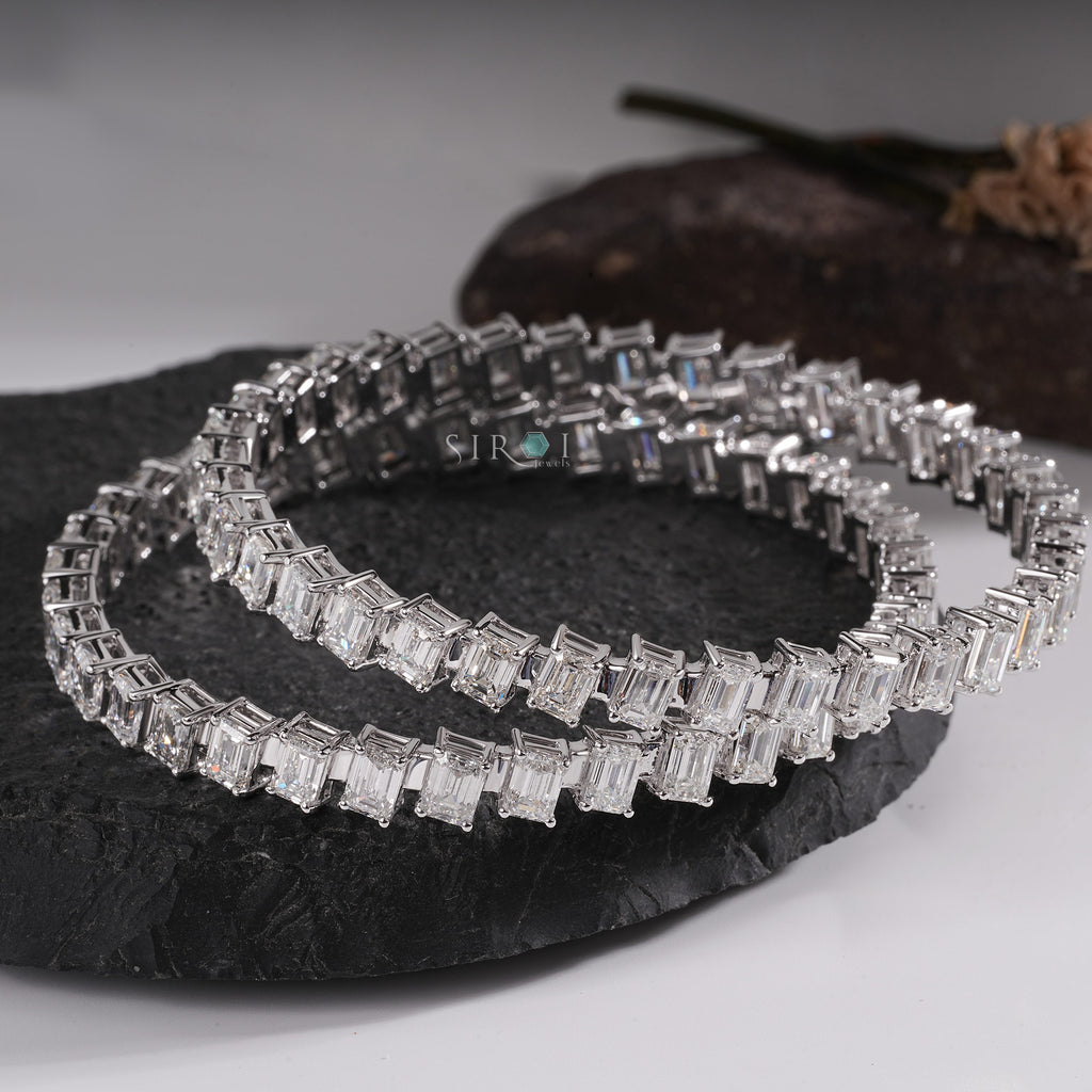 Geometric Step-Cut Diamond Bracelet Set