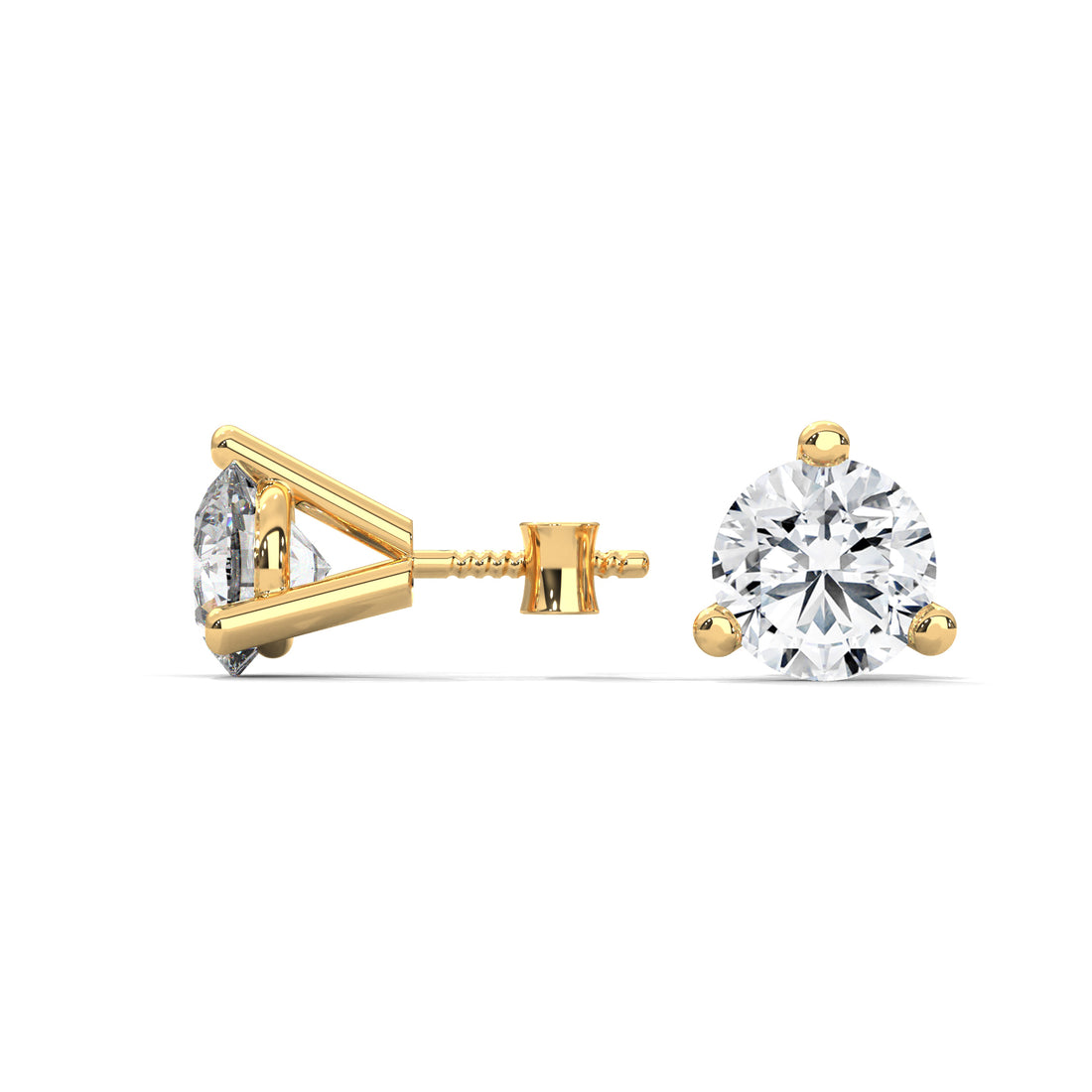 2.00 CT Round Diamond Stud Earrings in 14K Gold