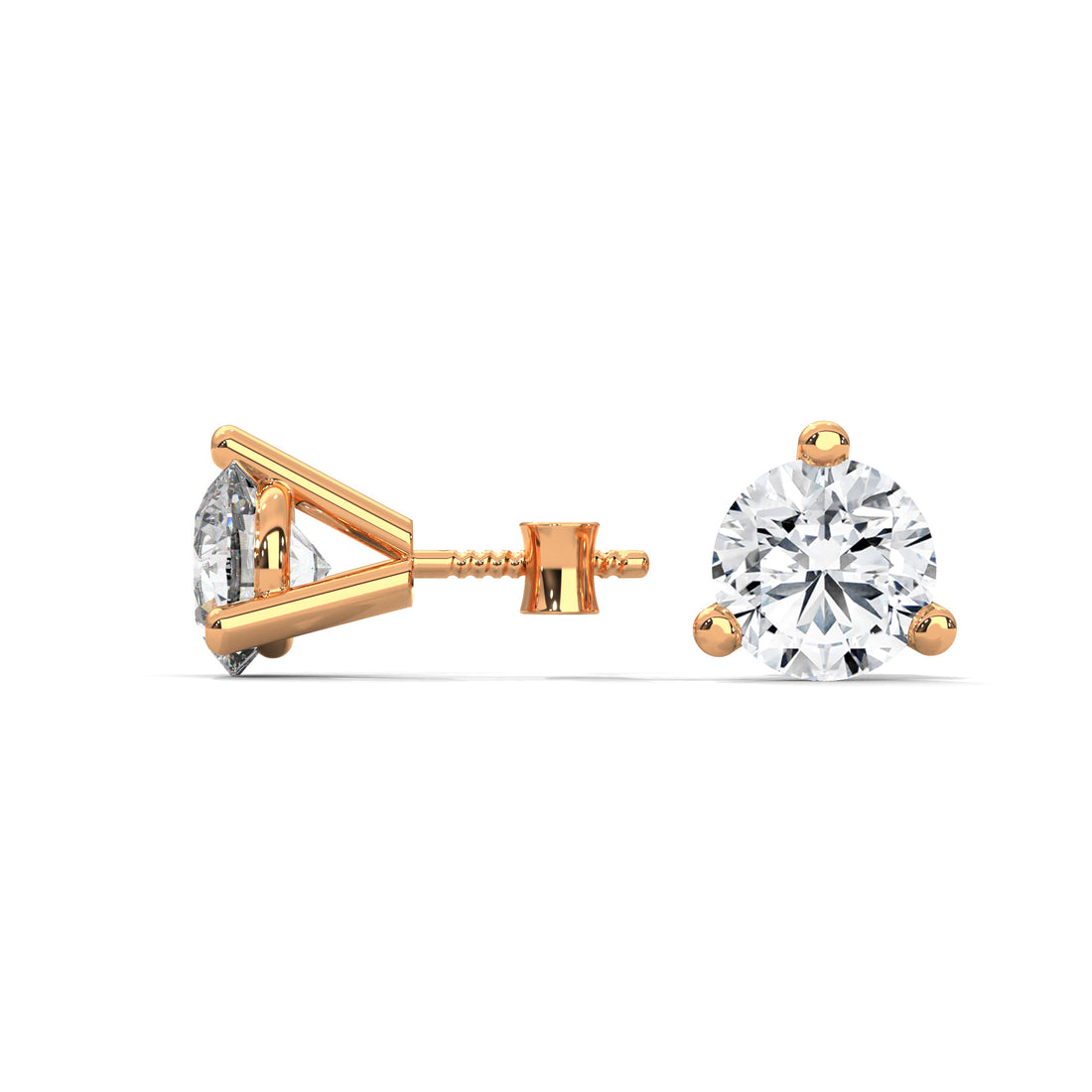 2.00 CT Round Diamond Stud Earrings in 14K Gold