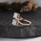 Contemporary Two-Stone Princess Cut Bypass Ring