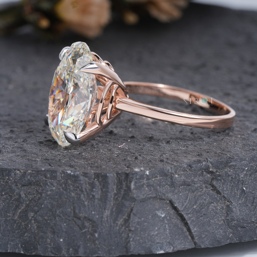 Oval Crushed Ice Solitaire Ring with Petite Claw Prongs