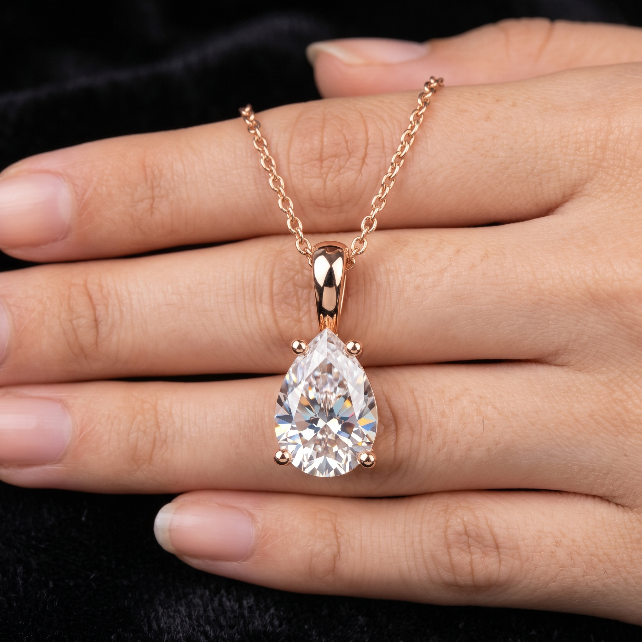 0.75 CT Pear Cut Lab Grown Diamond Pendant, Minimalist Solitaire Necklace (Customizable)