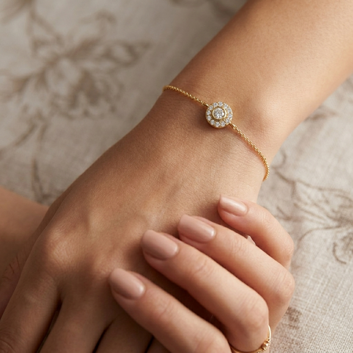 Genuine Diamond Halo Pendant In 9K Gold To 18K Gold, Sterling Silver
