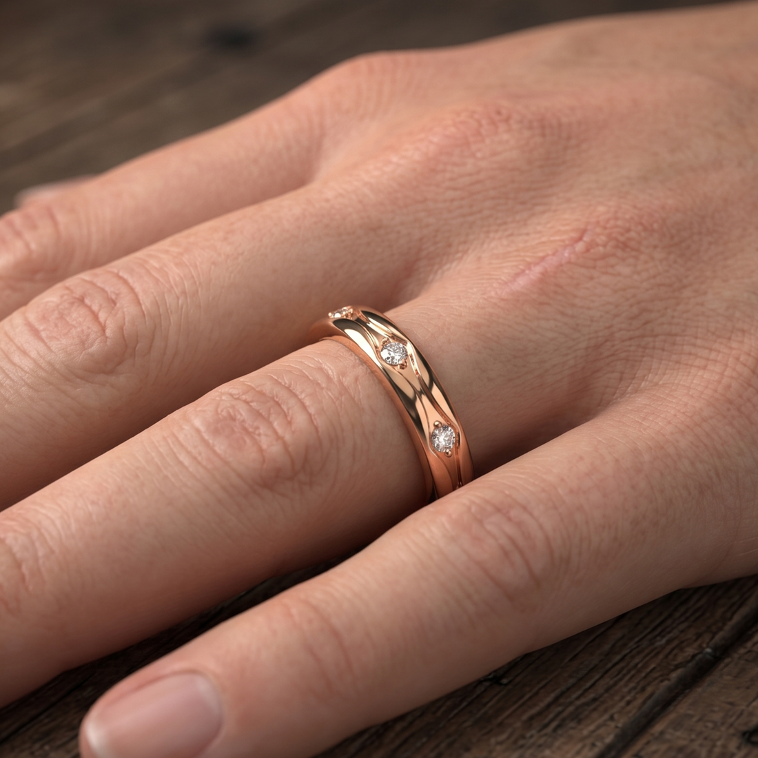 Vintage Diamond Band, Unique Art Deco Band, Minimalist Stackable Ring, Women Jewelry