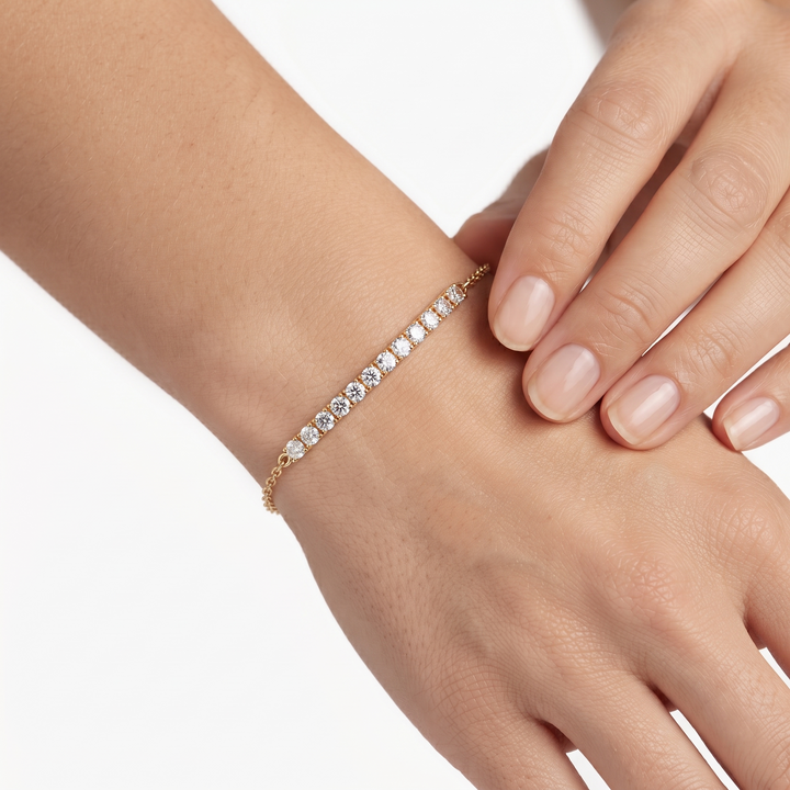 Dainty Diamond Bar Bracelet In 9K To 18K Gold Or Sterling Silver