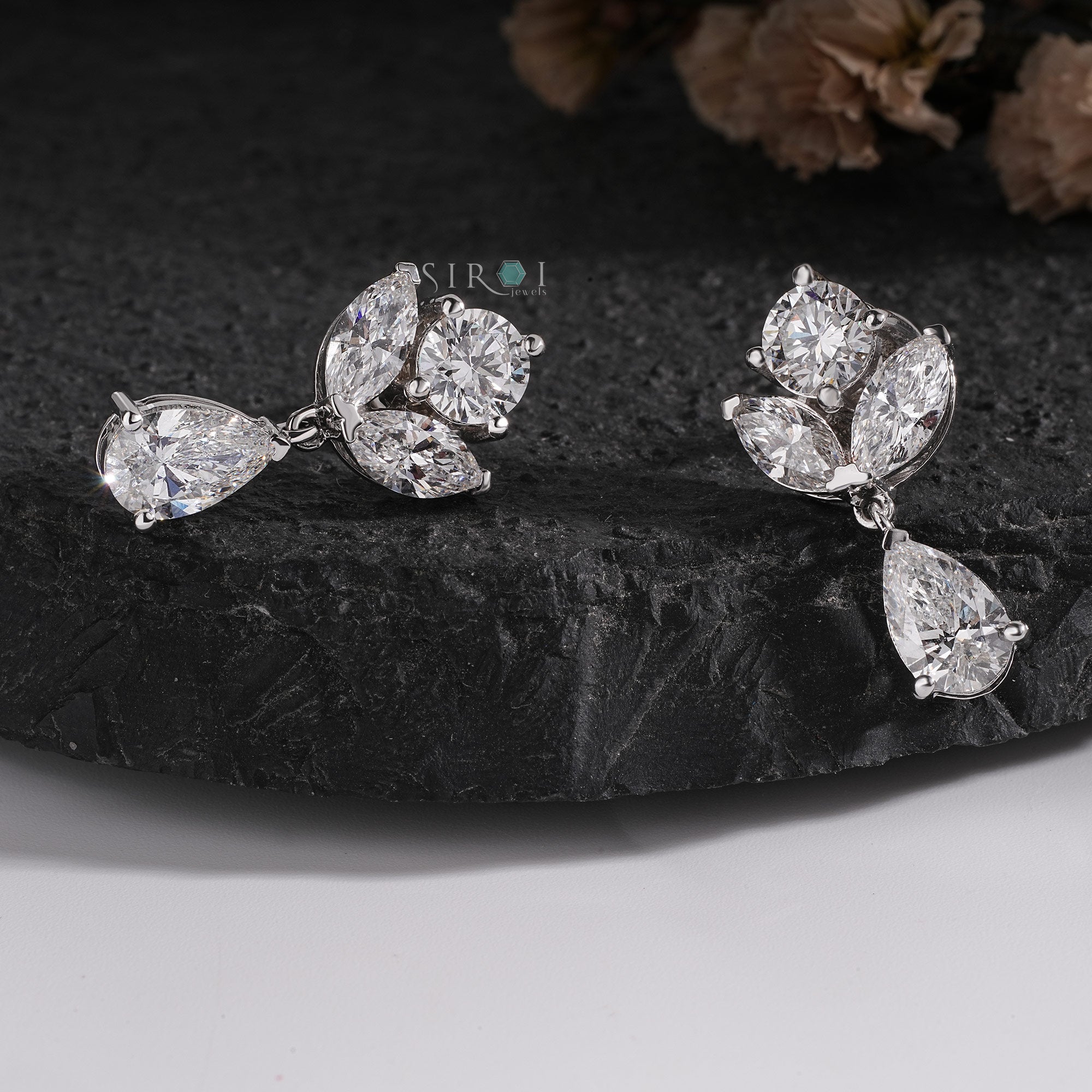 Flora Diamond Drop Earrings