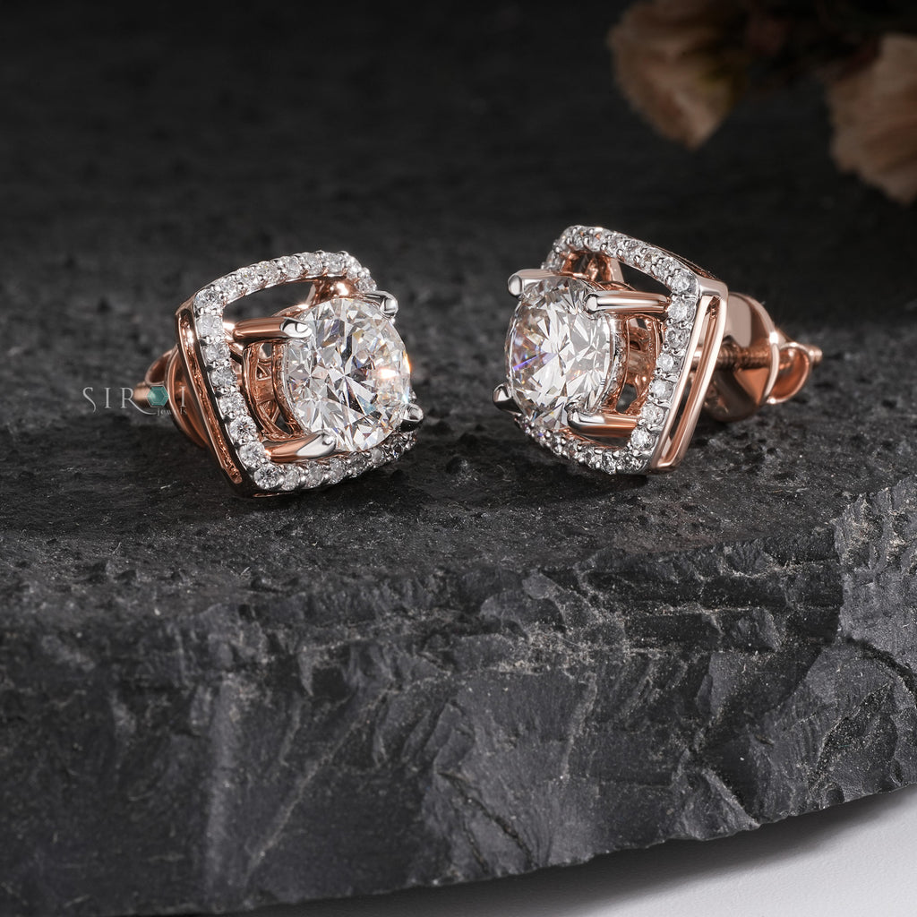 Classic Round Brilliant Diamond Halo Earrings
