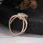 Contemporary Two-Stone Princess Cut Bypass Ring