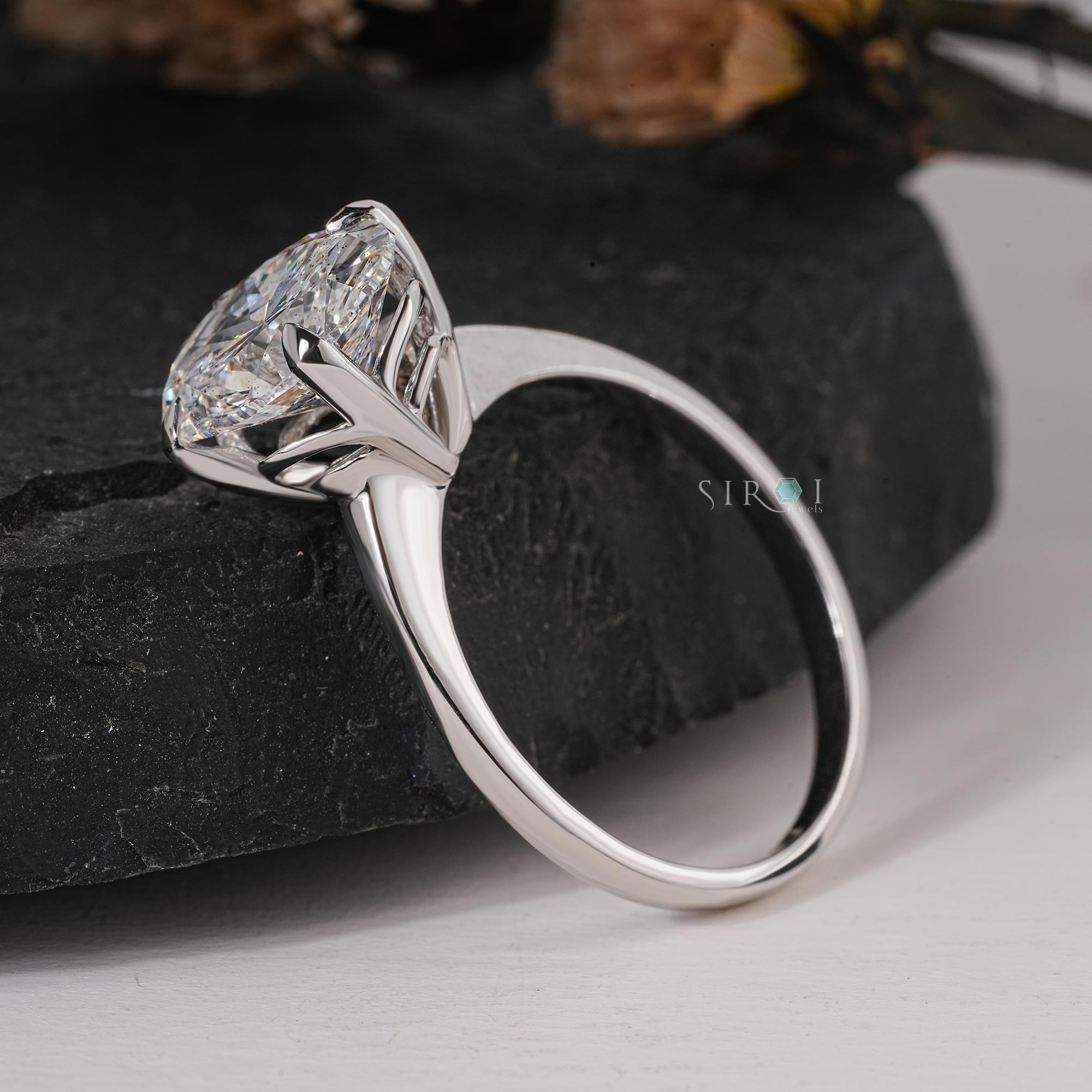 Oval Solitaire Diamond Ring