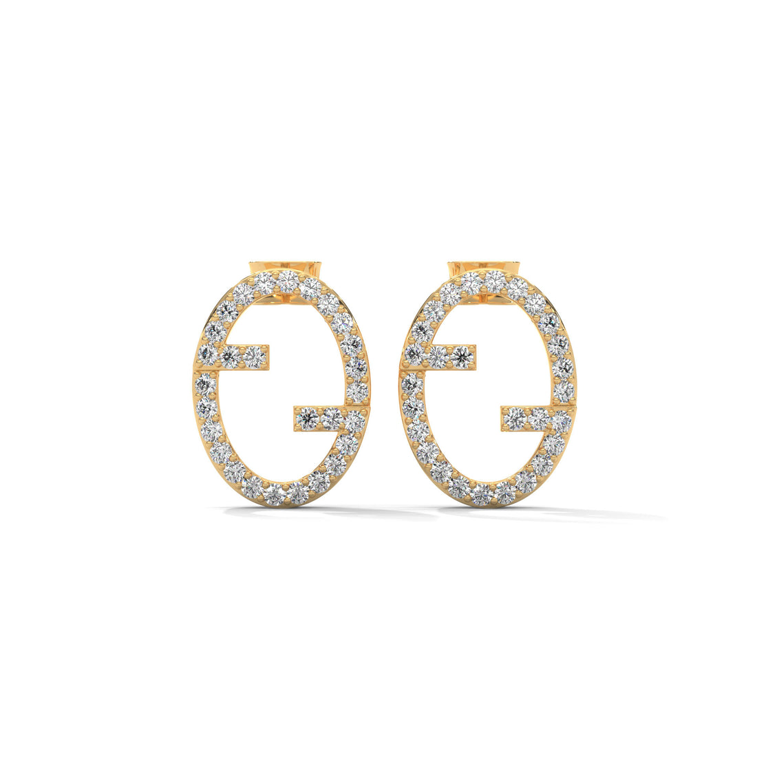14K Gold Diamond Initial Stud Earrings, Personalized Monogram Alphabet Jewelry