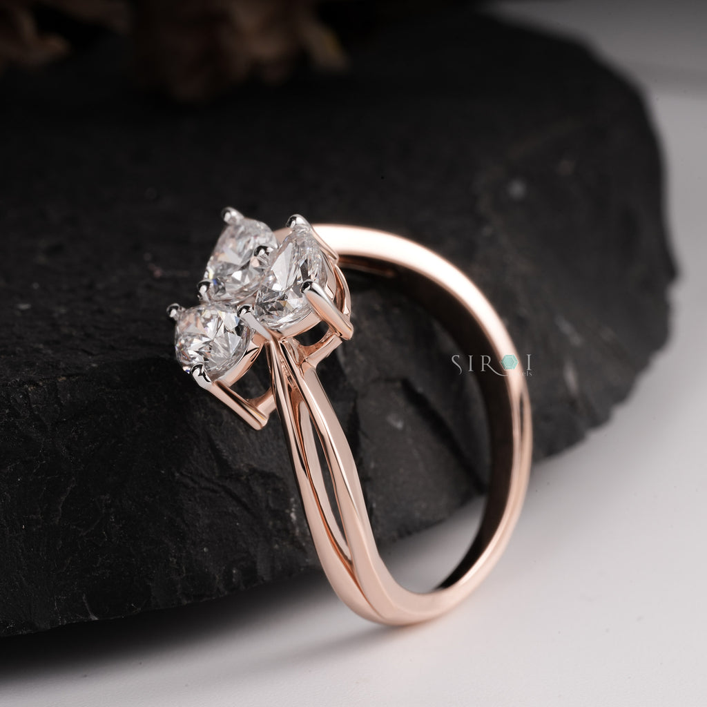 Trio Pear Diamond Bypass Ring