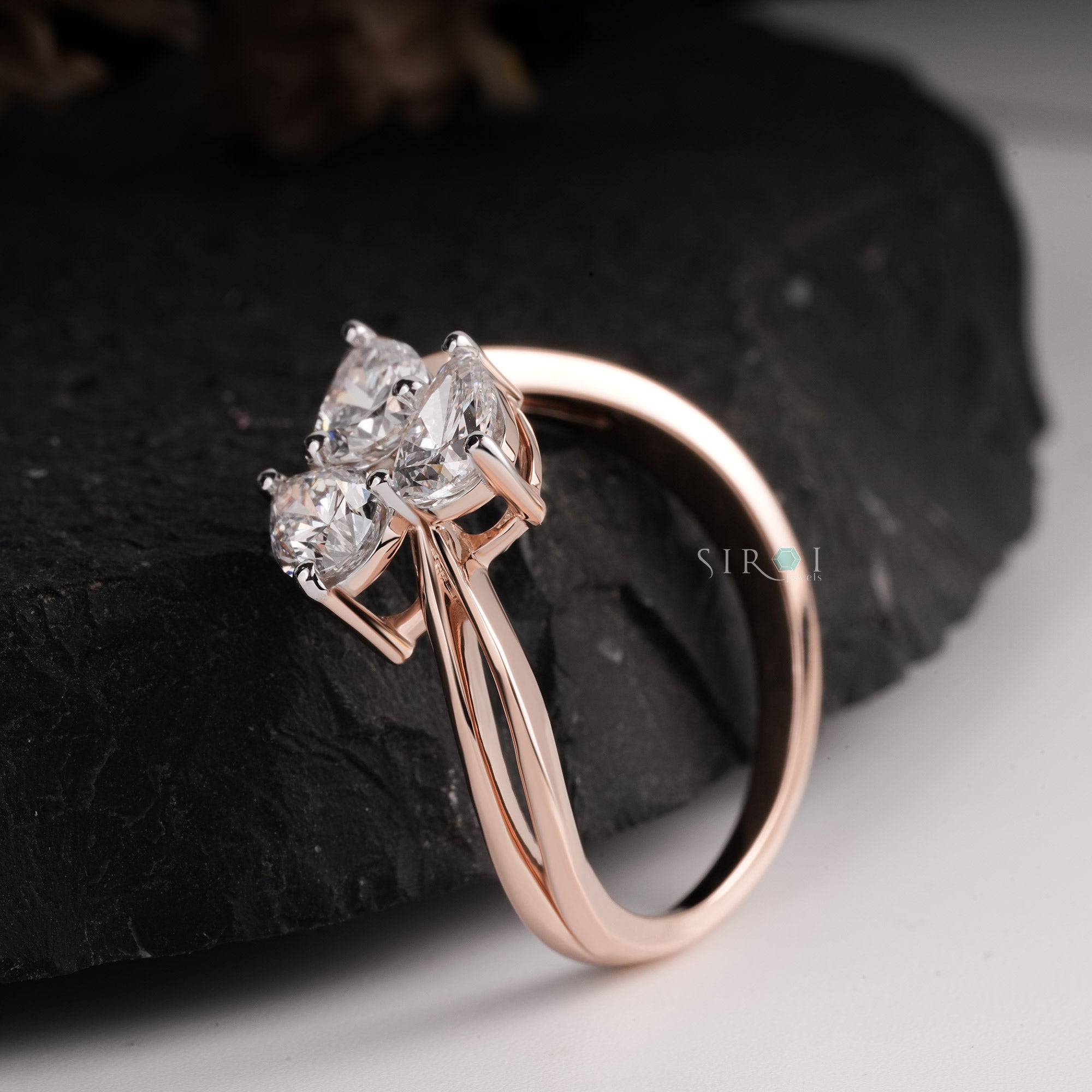 Trio Pear Diamond Bypass Ring
