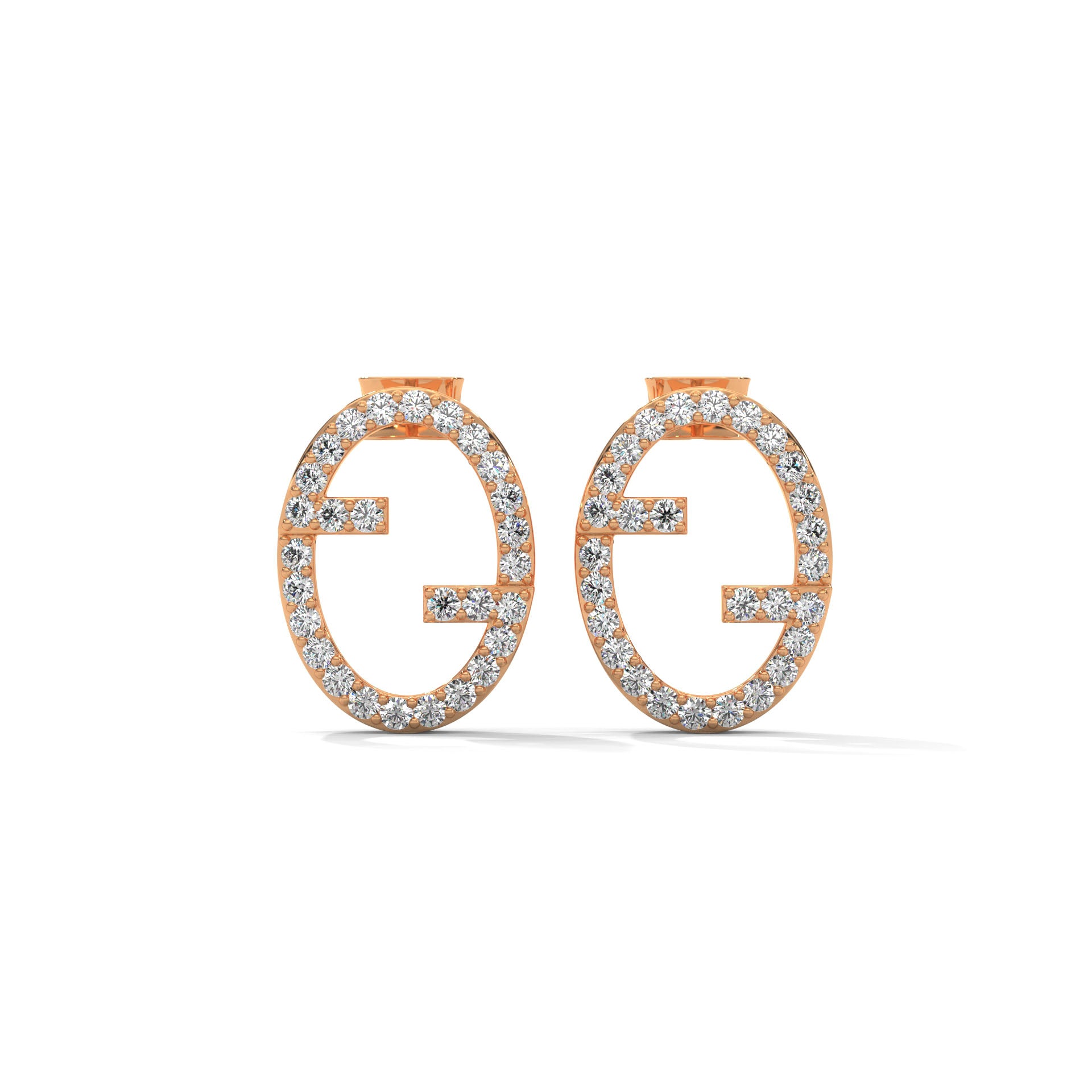 14K Gold Diamond Initial Stud Earrings, Personalized Monogram Alphabet Jewelry