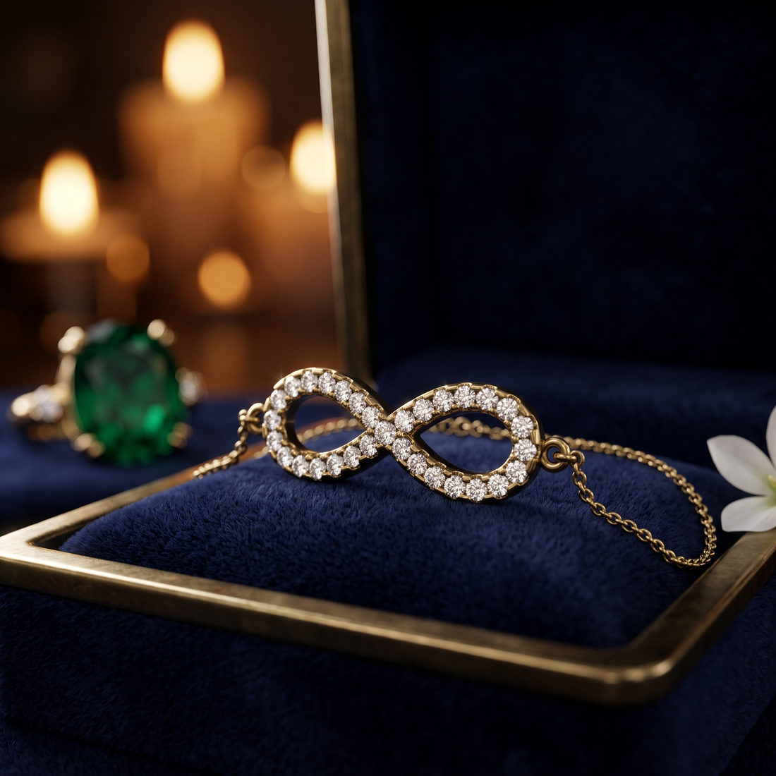 Diamond Infinity Bracelet In 9K Gold To 18K Gold, Sterling Silver
