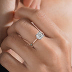 Cushion Cut Diamond Engagement Ring in Rose Gold with Hidden Halo