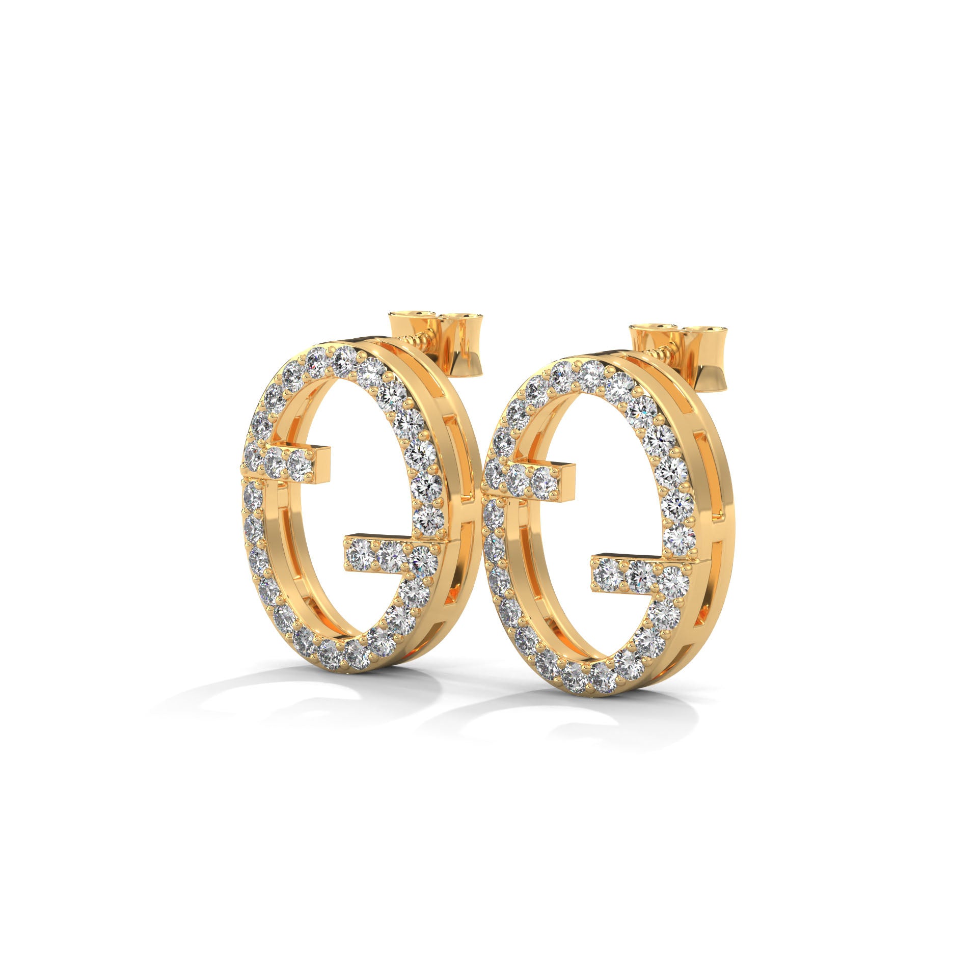 14K Gold Diamond Initial Stud Earrings, Personalized Monogram Alphabet Jewelry