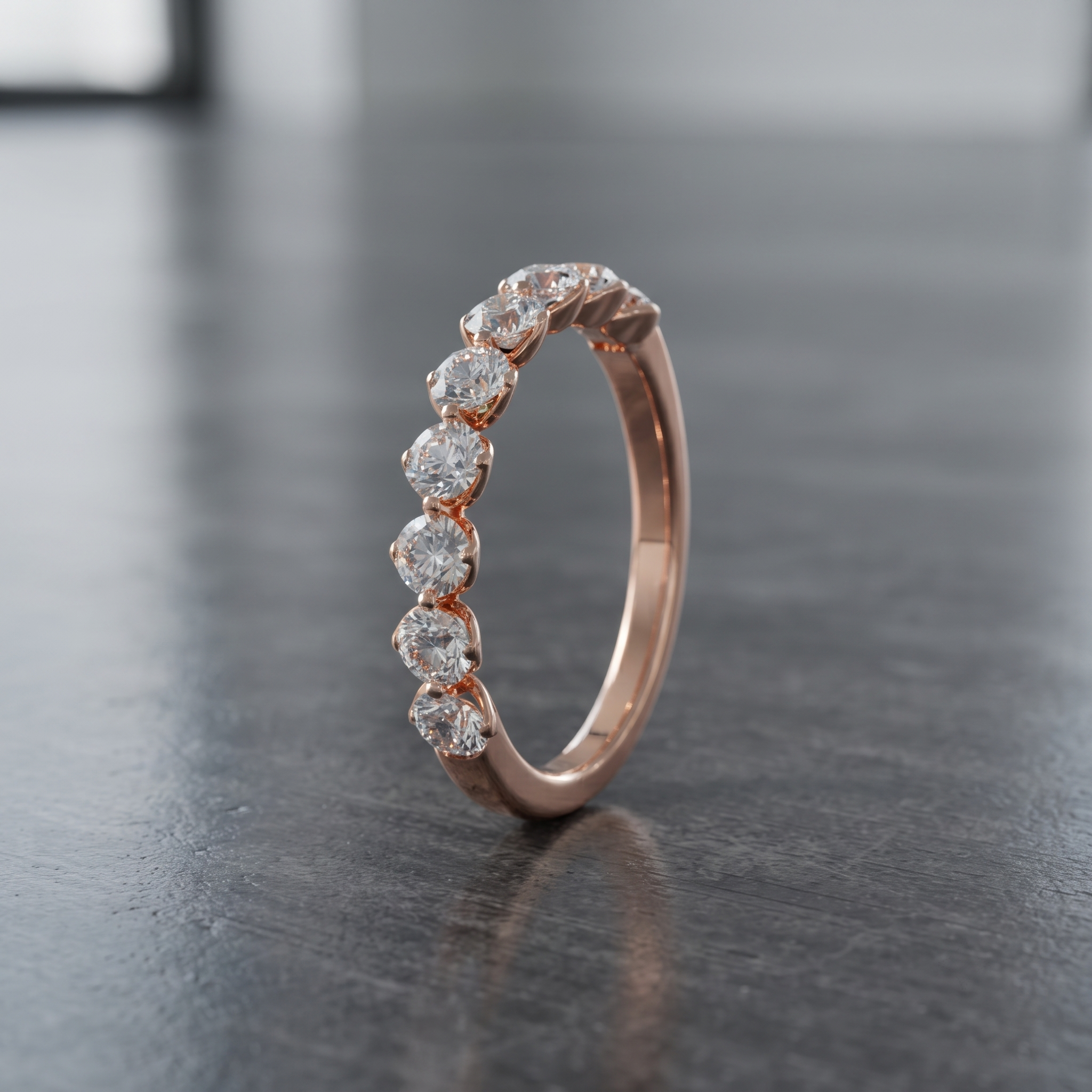 9 Stone Diamond Wedding Band Ring In 10K/14K Gold And Sterling Silver