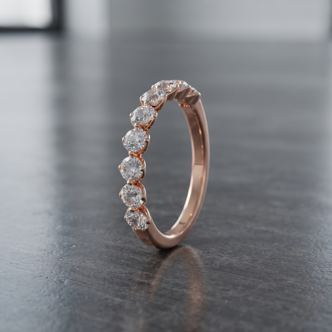 9 Stone Diamond Wedding Band Ring In 10K/14K Gold And Sterling Silver