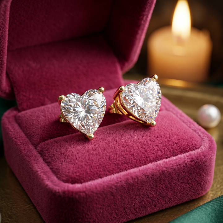 2.00 TCW Heart Diamond Earrings, Valentine's Day Gift for Her