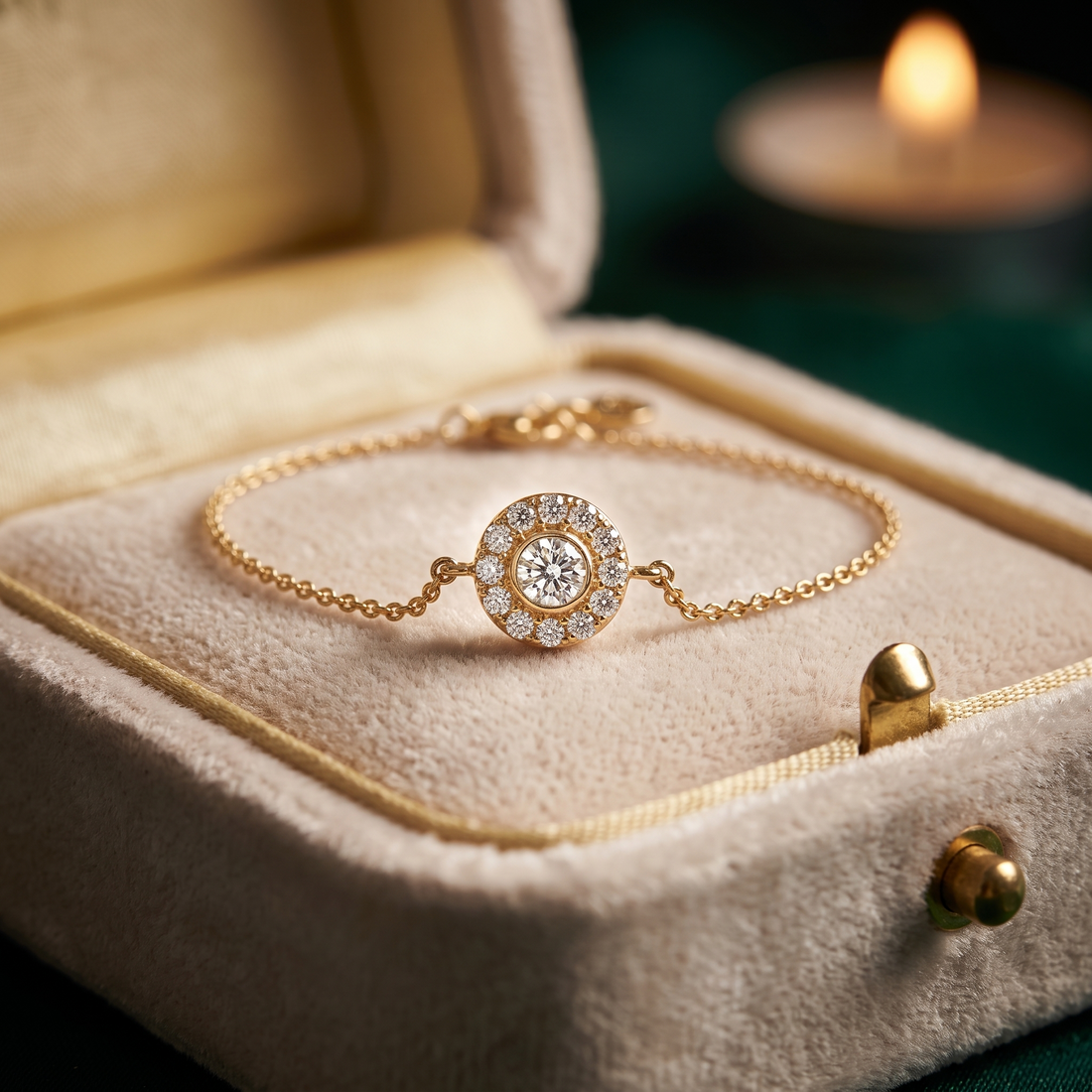 Genuine Diamond Halo Pendant In 9K Gold To 18K Gold, Sterling Silver