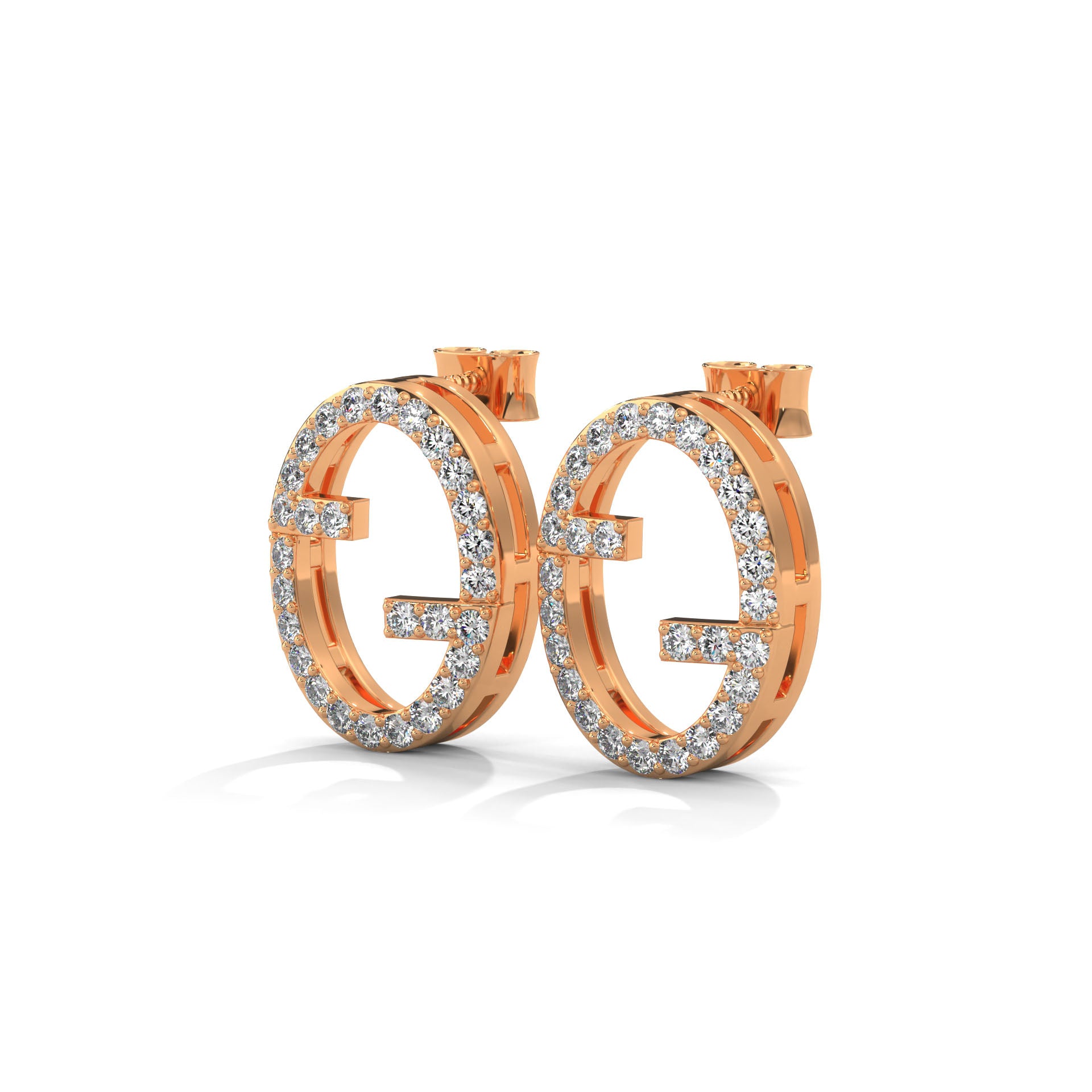 14K Gold Diamond Initial Stud Earrings, Personalized Monogram Alphabet Jewelry