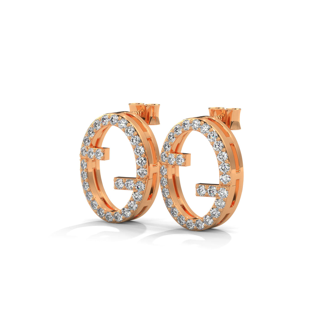 14K Gold Diamond Initial Stud Earrings, Personalized Monogram Alphabet Jewelry