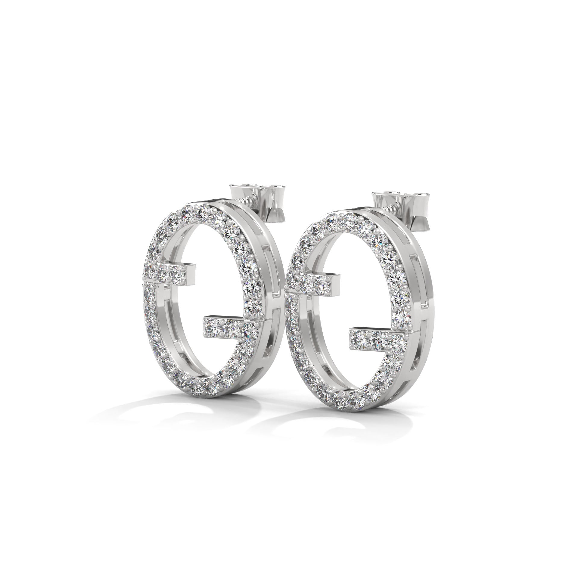 14K Gold Diamond Initial Stud Earrings, Personalized Monogram Alphabet Jewelry