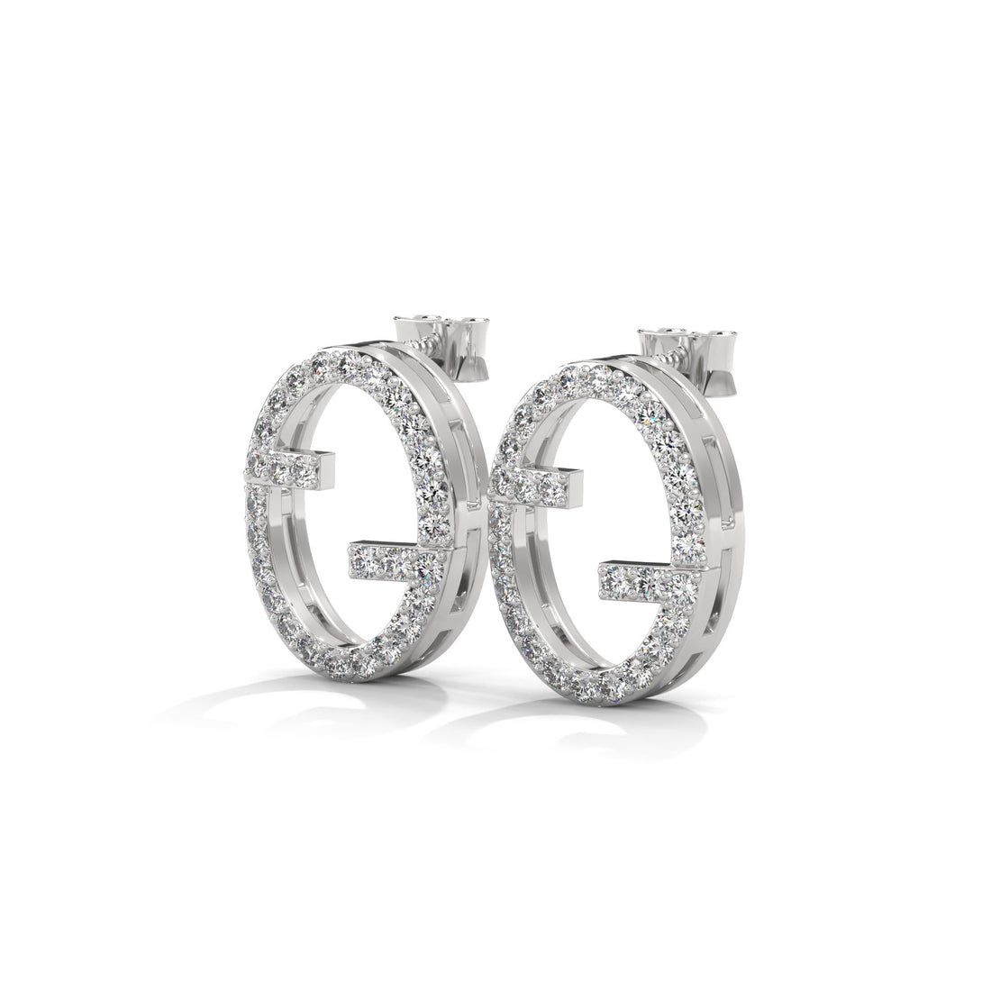 14K Gold Diamond Initial Stud Earrings, Personalized Monogram Alphabet Jewelry
