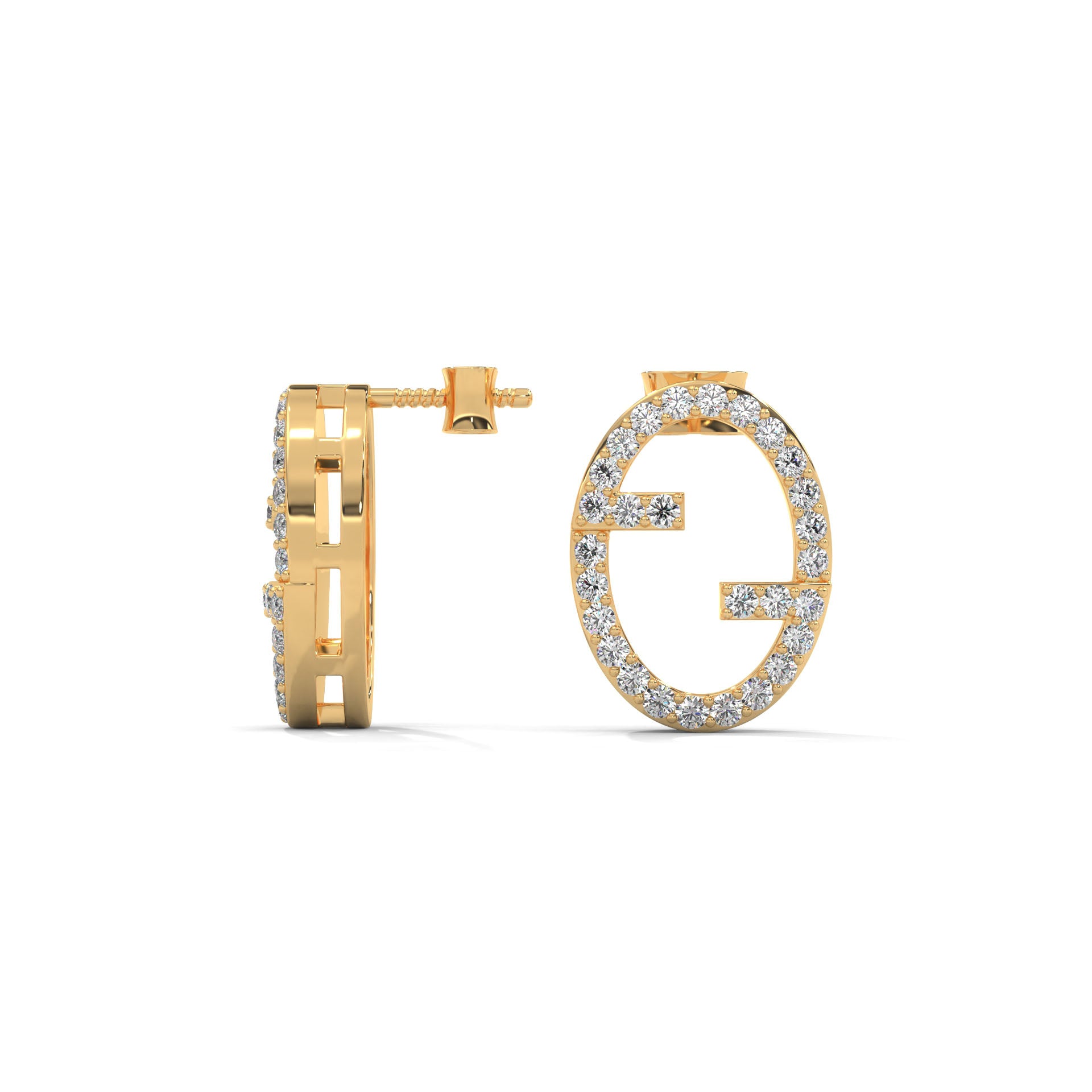 14K Gold Diamond Initial Stud Earrings, Personalized Monogram Alphabet Jewelry