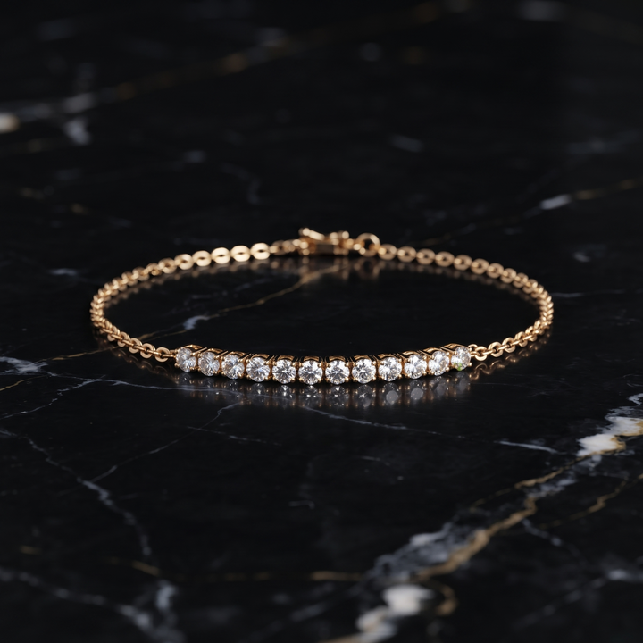 Dainty Diamond Bar Bracelet In 9K To 18K Gold Or Sterling Silver