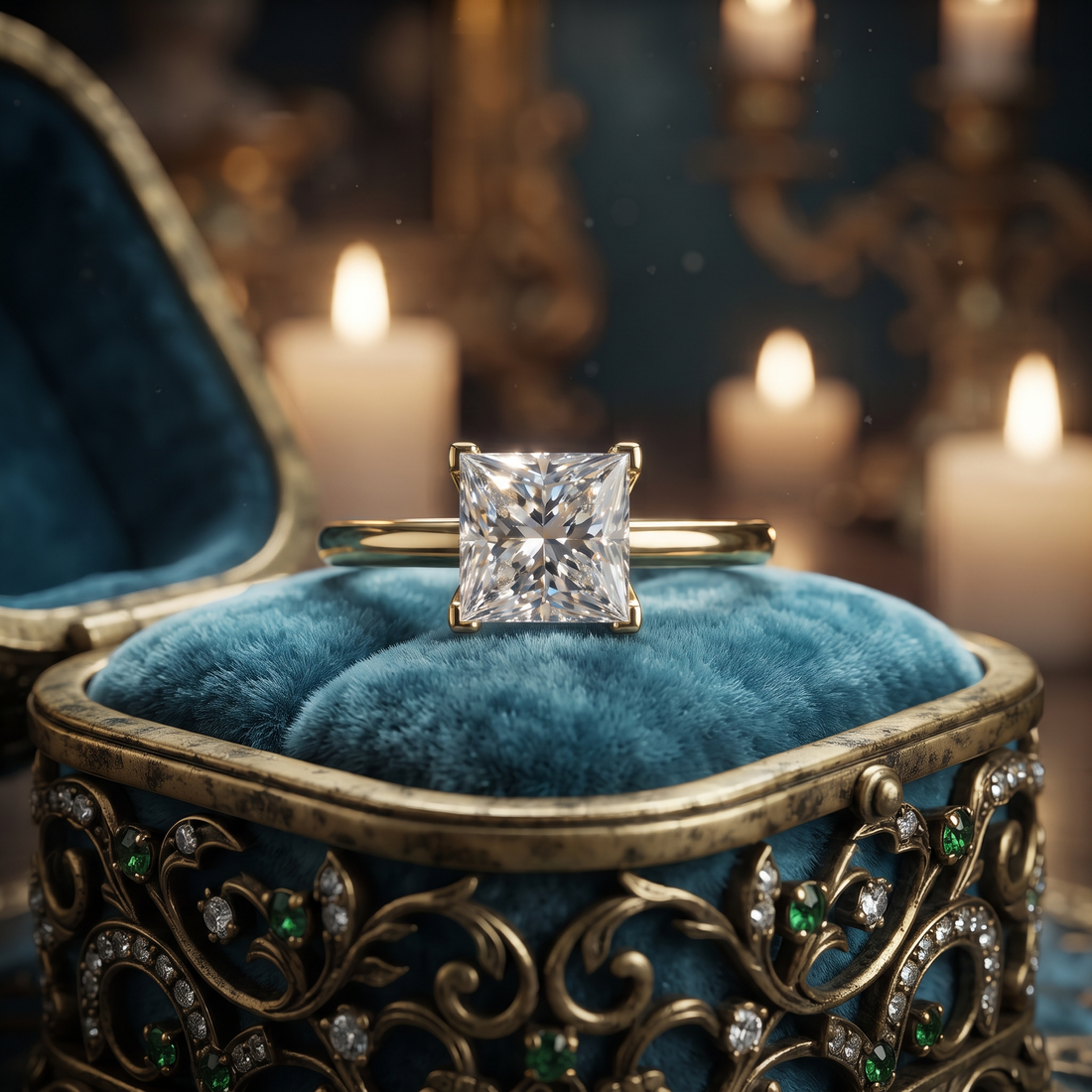 Princess Cut Solitaire Engagement Ring In 10K To 14K Gold