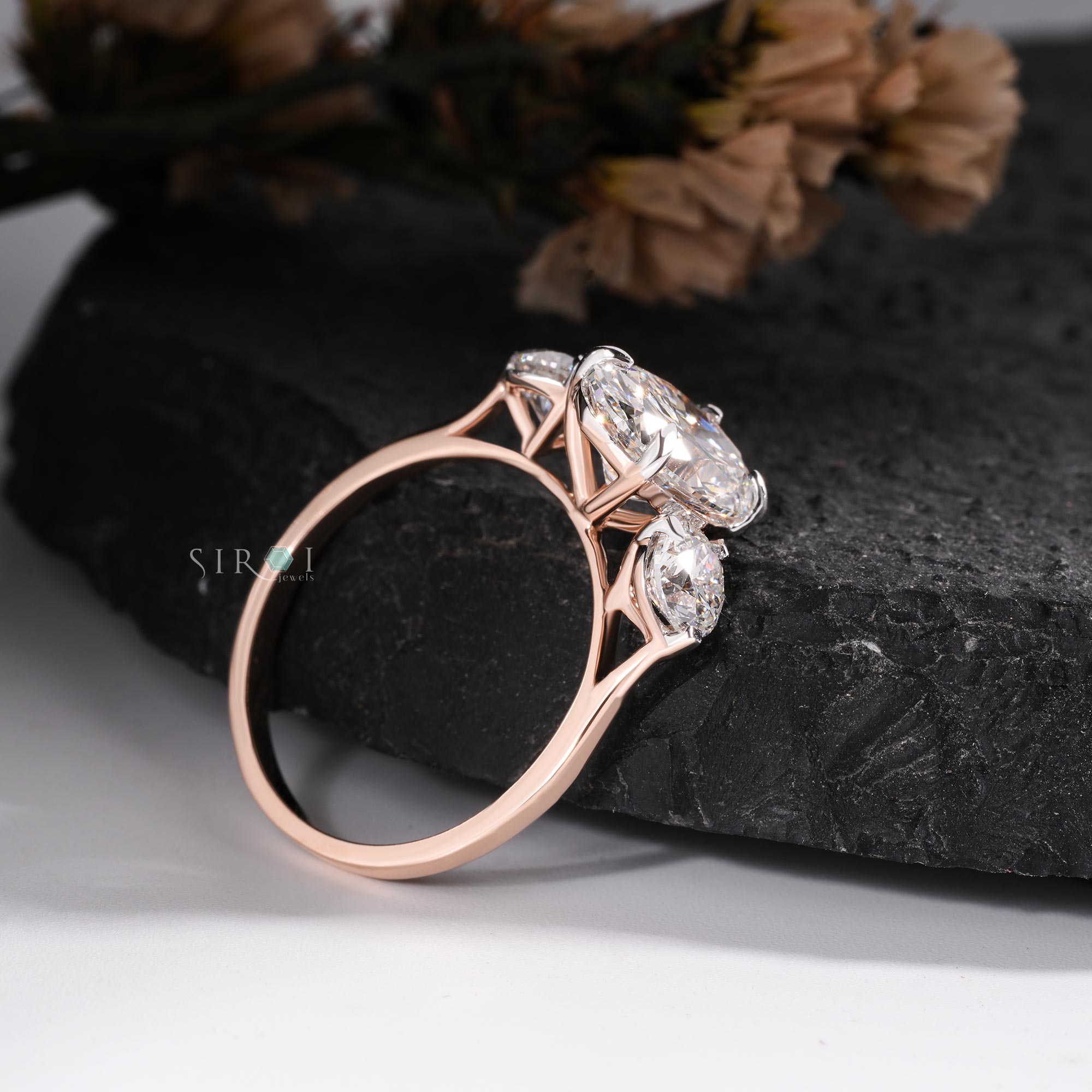 The Seraphina Oval & Round Three-Stone Ring