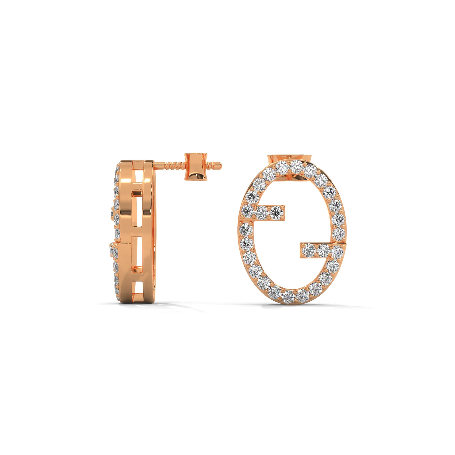 14K Gold Diamond Initial Stud Earrings, Personalized Monogram Alphabet Jewelry
