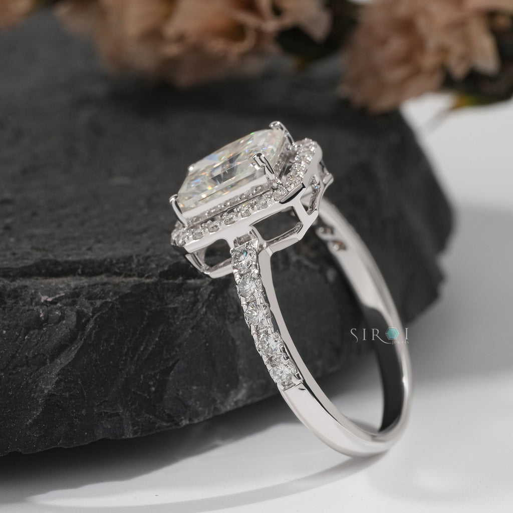 Radiant Cut Diamond Halo Engagement Ring