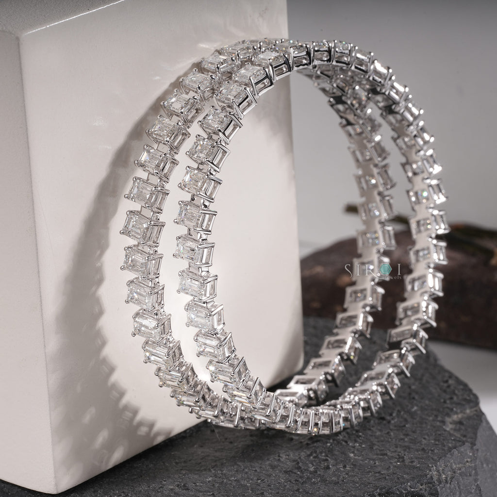 Geometric Step-Cut Diamond Bracelet Set