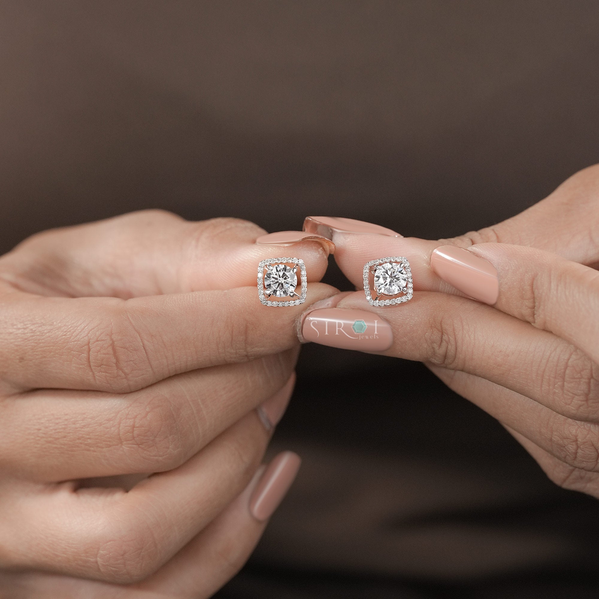 Classic Round Brilliant Diamond Halo Earrings