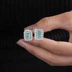 Vintage-Inspired Emerald and Diamond Halo Cluster Studs