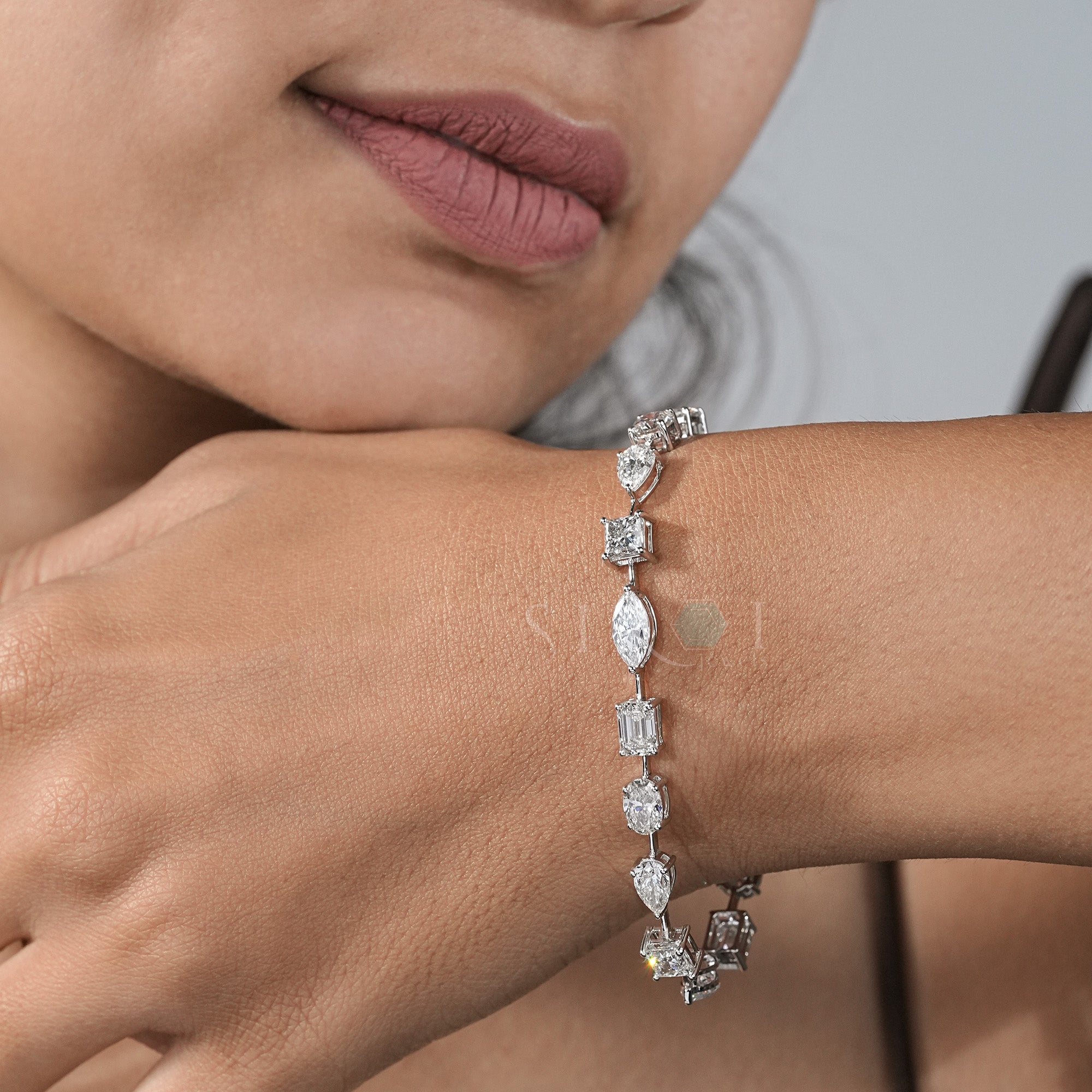 The 'River of Light' Multi-Cut Diamond Line Bracelet