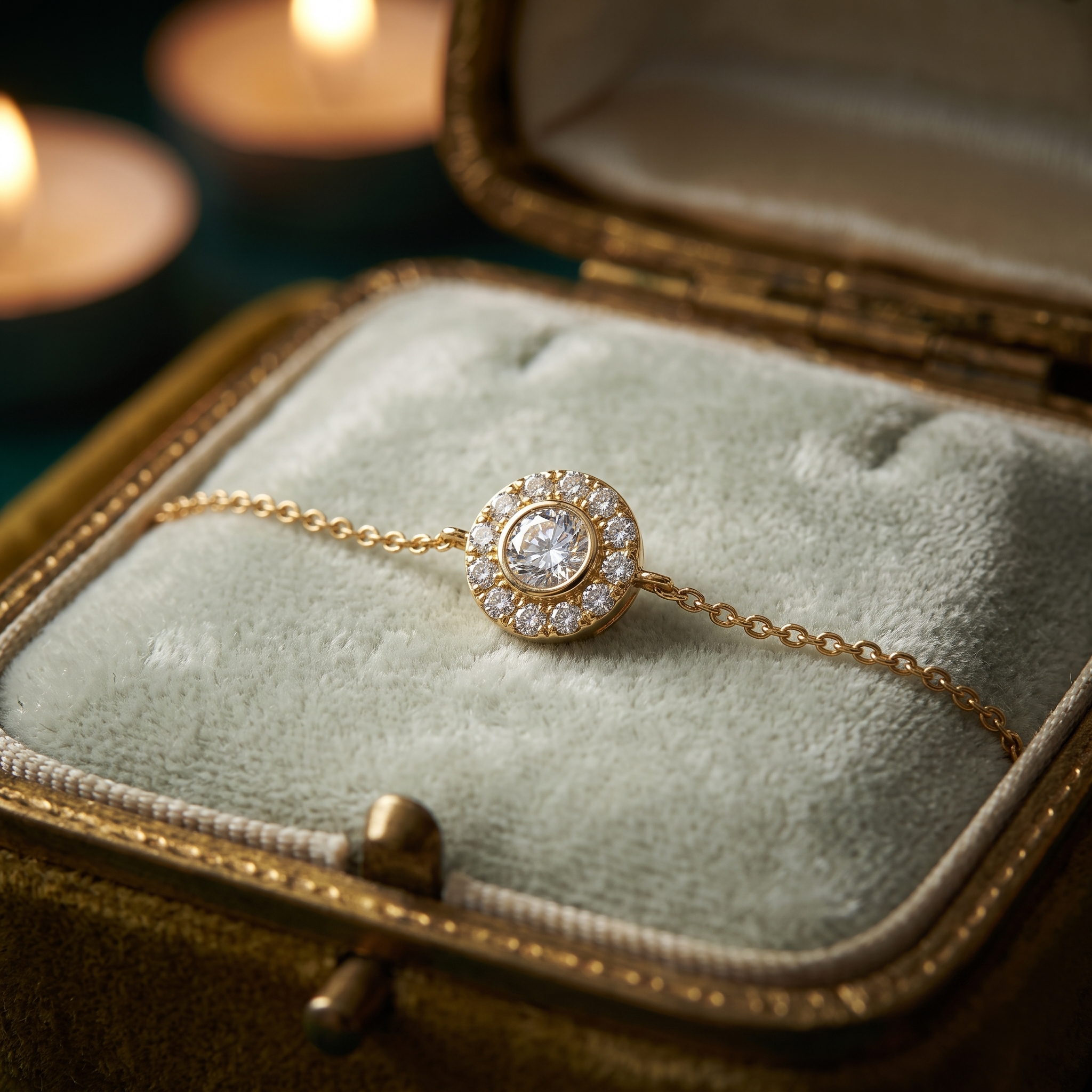 Genuine Diamond Halo Pendant In 9K Gold To 18K Gold, Sterling Silver