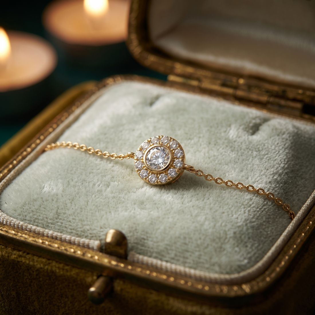 Genuine Diamond Halo Pendant In 9K Gold To 18K Gold, Sterling Silver