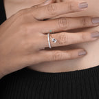 The Emerald-Cut Solitaire with Pave Diamond Band in Rose Gold