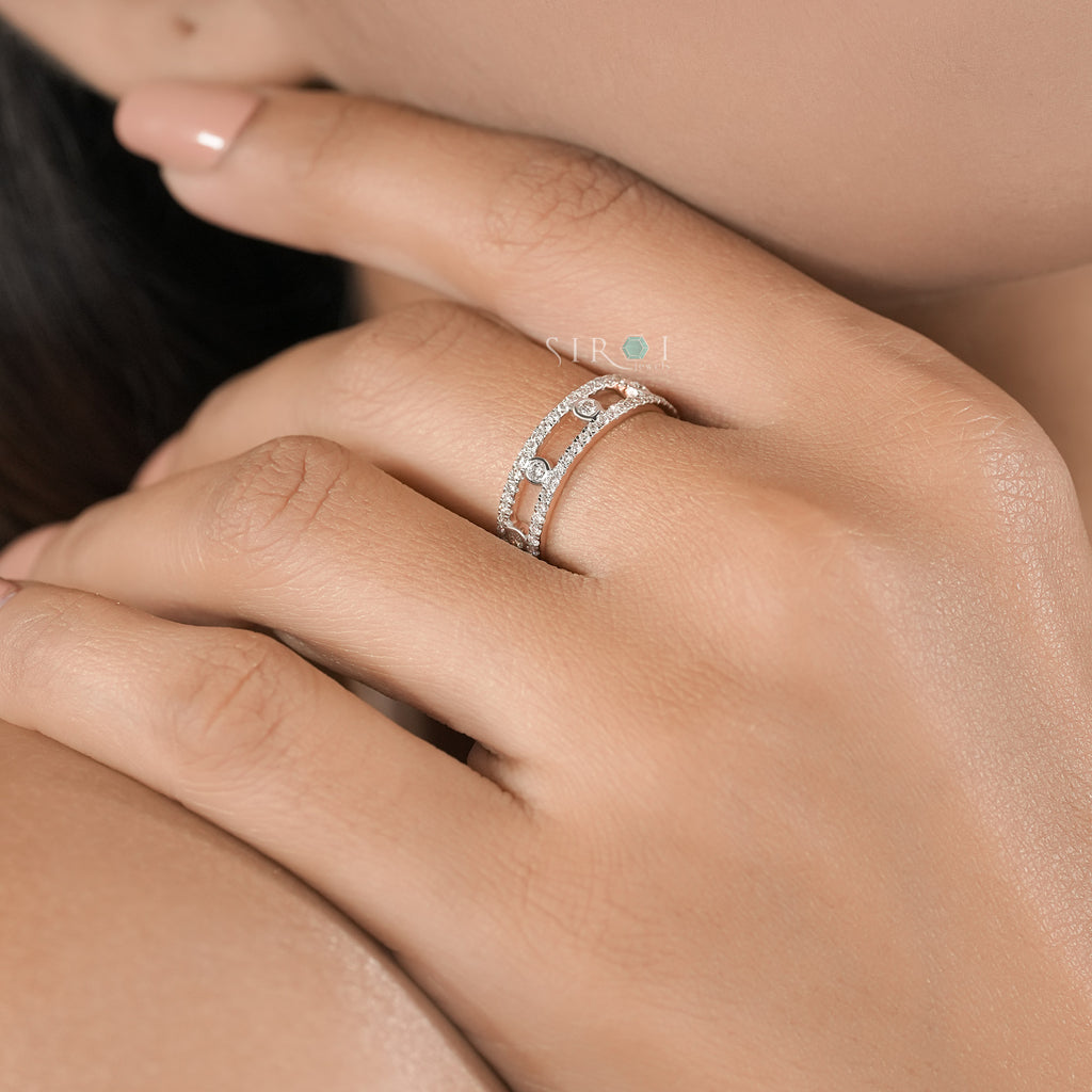 Caged Sparkle Diamond Stacking Ring