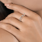 Caged Sparkle Diamond Stacking Ring