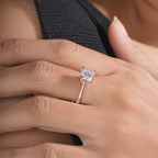 Cushion Cut Diamond Engagement Ring in Rose Gold with Hidden Halo